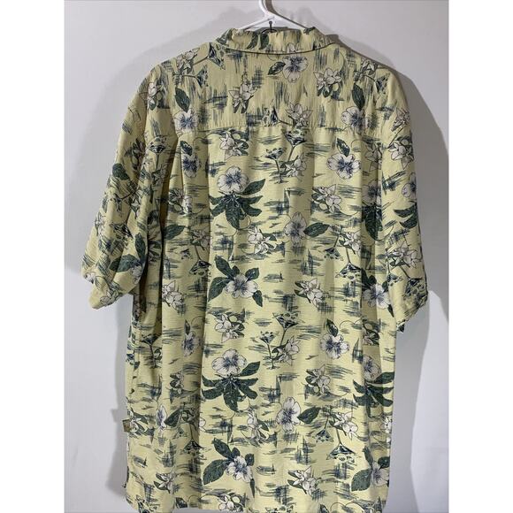 Cabana 100% Silk Hawaiian Button Up Shirt Mens Large Tropical Floral - Picture 3 of 5